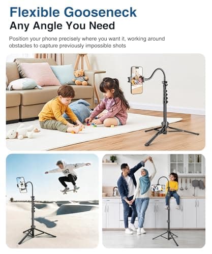 JOILCAN 200cm Tall Phone Tripod for Smartphone with 25cm Gooseneck Overhead — view 2