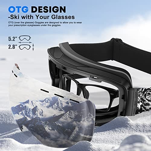 HIYAA Ski Goggles Anti Fog UV400 Protection Double Layer Spherical Anti-Glare Lenses Snow Snowboard Skiing Goggles for Men Women Youth - Silvery, One Size — view 3