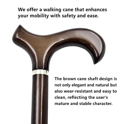 Gents Handcrafted Scorched Handle Wooden Derby Cane With Collar Walking Stick Mens Ladies - 95cm (37") (Scorched Brown) — view 2