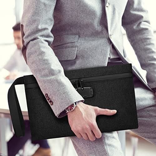 Brifit Money Bag with Lock, Security Smell Proof Bag with Combination Lock, 13 x 8 Inches Waterproof Men & Women's Locking Accessories Pouch for Cash, Travel, Bank Deposits, Medicine Credit (Black) — view 6