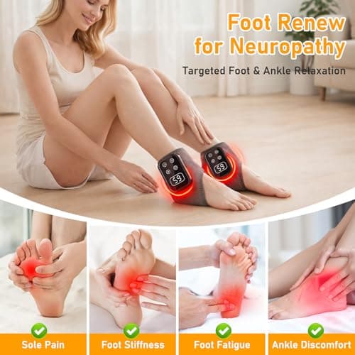 2PCS Cordless Foot and Ankle Massager for Pain Relief, Heating Pad, Ankle Heating Wrap, Cordless Foot Massager with Heat and Vibration, Portable for Home and Travel Use — view 6