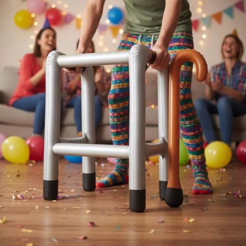 Inflatable Zimmer Frame and Walking Stick Set - Blow Up Walking Frame - Funny Retirement Party Prop, Fancy Dress Gag Joke Toy, Inflatable Zimmer Joke Gift — view 2