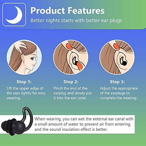 ACWOO Earplugs for Sleep, 2 Pieces Soft Silicone Ear Plugs, Noise Reduction Ear Plugs with Storage Container Box, Noise Cancelling Reusable Hearing Protection for Sleeping Snoring Working Traveling — view 5