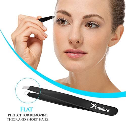 Candure Tweezers for Eyebrows - Professional Stainless Steel Slanted and Pointed Tip Hair Tweezers Set for Ingrown Hair, Blackhead Removal, Eyebrows Plucking Beauty Tool for Women — view 5