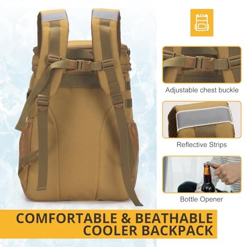 Tactical Backpack Cooler,Soft Lightweight Leakproof Cooler Backpack,Insulated Cooler Bag,Portable Soft Cooler Bag Water Resistant for Beach, Travel, Camping, Picnic, Hiking — view 6