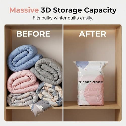 2Pcs No‑Pump Vacuum Storage Bags, Large Cube Vacuum Seal Bags, Press & seal, No Pump Needed, for Jumbo Clothes Bedding,Comforters,Off‑Season Gear (L,100 * 80 * 38 cm) — view 5