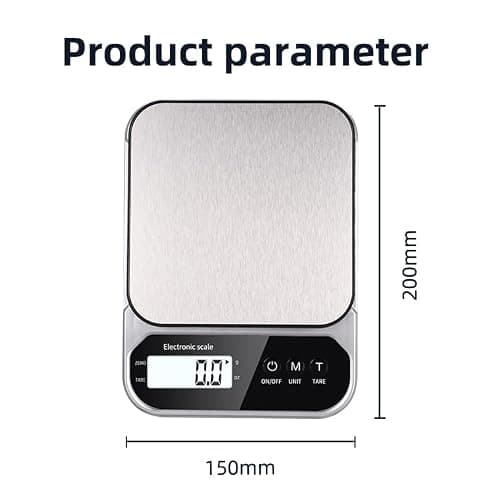 WOW TRAVEL Digital Food Scale 10kg x 1g Accuracy, Stainless Steel Kitchen Scale with LCD Display, Smart Touch, Battery Powered Coffee Scale for Baking, Cooking, Meal Prep — view 5