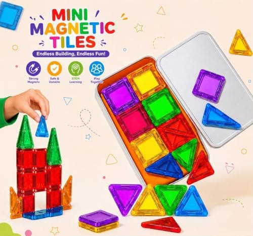 42 Pcs Mini Magnetic Tiles Building Blocks Toys, Travel Set. — view 2