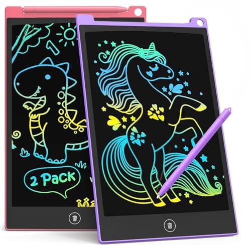 TECJOE 2 Pack LCD Writing Tablet, 8.5 Inch Colorful Doodle Board Drawing Tablet for Kids, Erasable Reusable Writing Drawing Pad, Learning Toys Gifts for 3 4 5 6 Years Old Boys and Girls Toddlers
