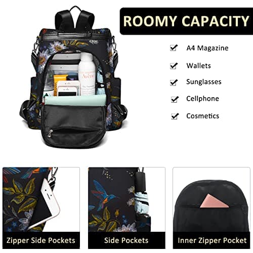 Fmeida Anti Theft Backpack for Women Small Travel Rucksack Water Resistant — view 3