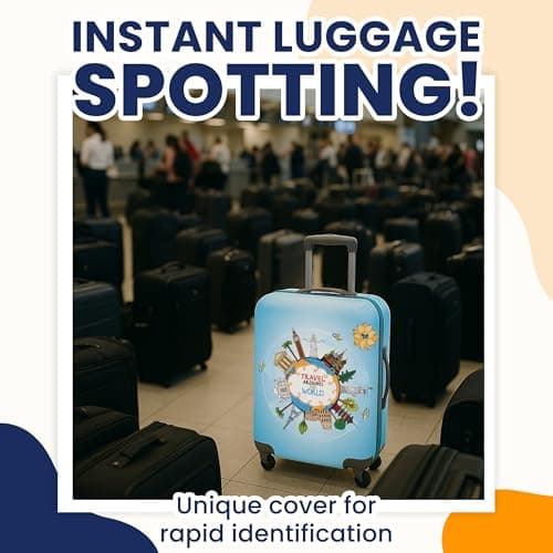 Suitcase Cover with Luggage Tag, Suitcase Protector Cover with Zipper — view 2