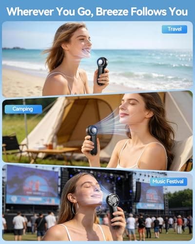 Winwj Handheld Fan with Active Ice Cooler, Portable Fan 20000 RPM High Speed, Hand Held Fans 20.5H Long Runtime, 4 Speeds USB Fan Rechargeable Mini Fan for Travel, Outdoor, Home & Office - Black — view 6