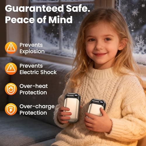 Hand Warmers, 2 Pack Magnetic Electric Handwarmer, 6000mAh USB Hand Warmers Rechargeable, 4 Heat Settings, LED Digital Display, Suitable for Outdoor Indoor - Hunt, Camp, Golf or Gift Giving, Gold — view 6