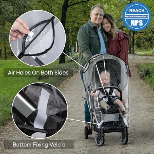 Bemece Universal Rain Cover for Pushchair, Breathable & Transparent — view 3