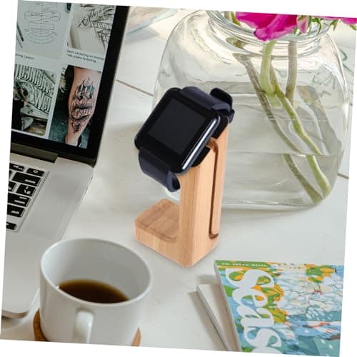 HOLIDYOYO Bamboo Smart Watch Charging Stand Elegant Natural Wood Holder Compatible with Apple Watch Lightweight User-friendly Design for Home Travel — view 4