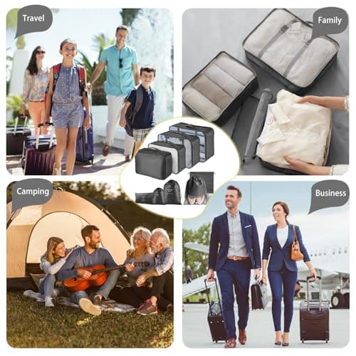 Packing Cubes for Suitcases, MOFELON 9 PCS Travel Luggage Organiser Bags, Compression Packing Cubes for Backpack, Travel Essentials for Clothes Shoes Storage Bag-BLACK — view 6