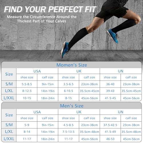 3 Pairs Compression Socks 15-20 mmhg for Men & Women, Support Socks Compression Stockings for Running, Swelling, Nurse, Flight, Nurses,Edema (Black+Navy Blue+Gray, S/M) — view 4