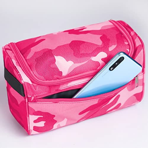 Uhat Hanging Travel Toiletry Bag Gym Shower Wash Shaving Bag Large Capatity Cosmetic Organizer with Handle for Men Women (Blue Camouflage) — view 5