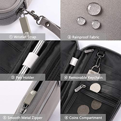 VanFn Travel Wallet Family Passport Holder RFID Blocking Travel Document Organiser Waterproof Holiday Passport Case Men Women for ID Card, Credit Cards, Flight Tickets, Money, Coins (Grey) — view 5