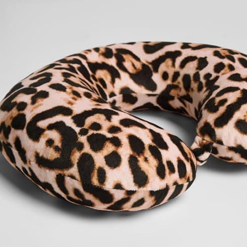 OHS Neck Pillow Leopard Print Travel Pillow, Soft Foam Neck Support Pillow Lightweight & Portable Support Cushion For Airplane Train Car, Natural-30x30cm — view 5