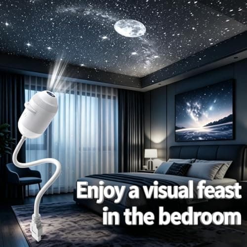 HD Smart Dynamic 5D Holographic Night Light Projector, Plug and Play HD Star Projector with 3/6/12/24 Projection Films, 360° USB Galaxy & Moon Projectors Light (with 12 Films) — view 2