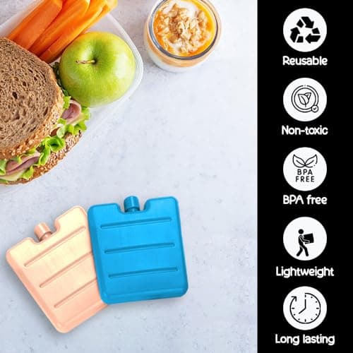 ZOPPER Freezer Blocks 8cm Mini Cooler Bags Assorted Colors Reusable Ice Packs Coolest for Hours Powerful Chillers Lunch Box Travel Picnic and Outdoor Activities Ice Brick Picnic - 12pk — view 2
