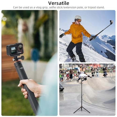 53"/135cm Selfie Stick Tripod Kit for DJI Action 5 Pro/4/3, Osmo 360, 2-in-1 Travel Tripod w Magnetic Quick-Release Adapter, Portable Vlogging Stand/Extension Rod/Extendable Hand Grip/Accessories — view 3
