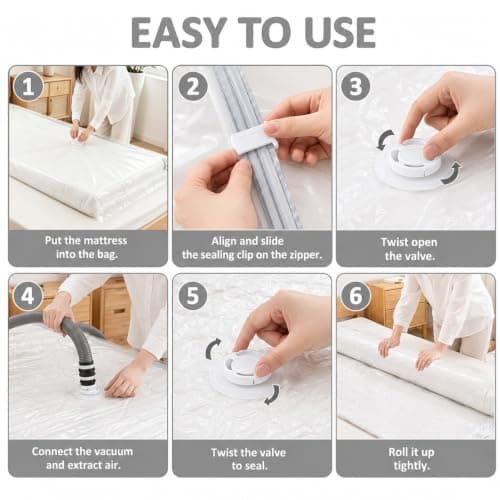 Esoes Vaccine Storage Bags, Extra Large Vacuum Storage Mattress Bags for Moving- Waterproof, Sealable with Zipper, Reusable, No Vacuum Pump (180x85cm) — view 6