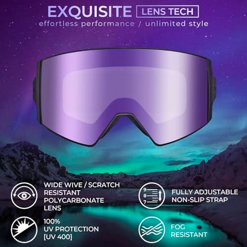 AVAWAY Ski Goggles OTG Magnetic Lens with Safe Buckle Snowboarding Safety Glasses Anti Scratch Anti Fog 100% UV Protection — view 4