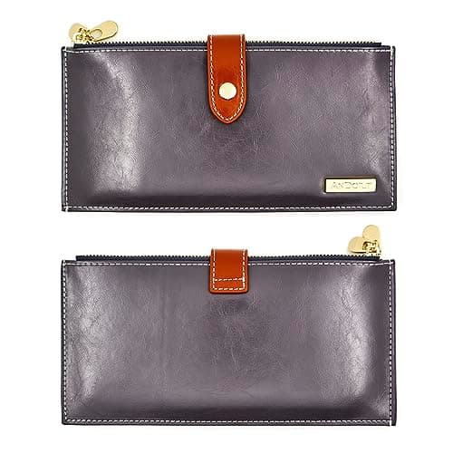 Women's Genuine Leather RFID Blocking Wallet Credit Card Holder, Gray — view 4