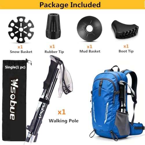 Trekking Pole, Collapsible Walking Hiking Stick for Men Women, Ultralight Aluminum Ski Pole with EVA Grip — view 3