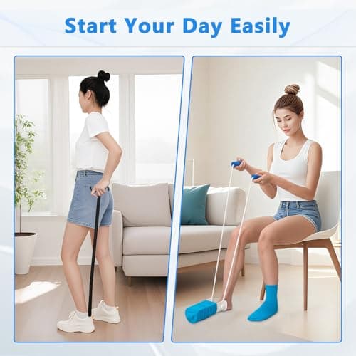 Fanwer Sock Assist &Dressing Pole – Easy to Use Sock Helper with Foam Handles, Improved Design vs. Three-Finger Stocking Slider – Assist for Elderly, Disabled, Pregnant & Diabetics（White） — view 5