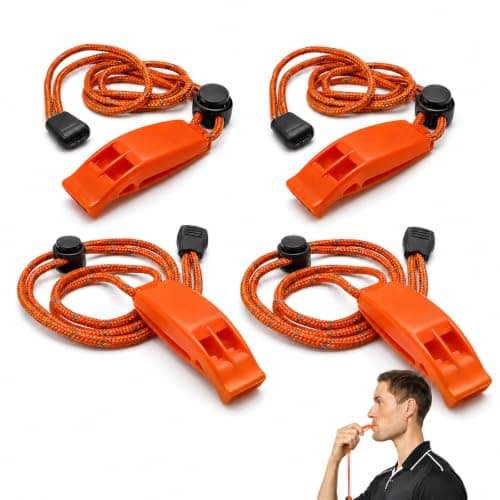 MIAOYIMIZWJ 4Pcs Emergency Lifeguard Whistle, Loud Plastic Safety Whistle
