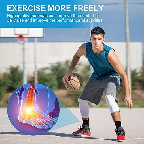 ACWOO Plantar Fasciitis Socks, 4 Pairs Neuropathy Socks Ankle Compression Socks for Women Men, Breathable Anti-Slip Ankle Support Brace Wide Calf Compression Socks for Pain Relief, Flying, Running — view 3