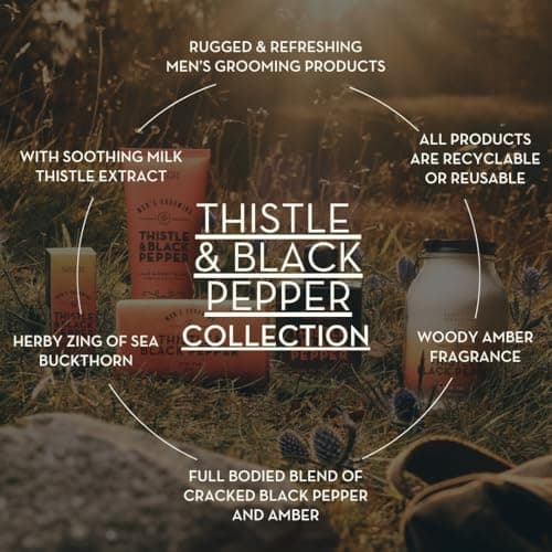 Scottish Fine Soaps Men's Grooming Thistle & Black Pepper Face & Beard Wash 75ml – Travel Size Gentle Cleanser with Lactic Acid and Spicy Amber Notes — view 2