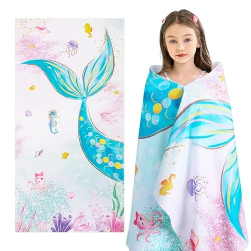 WERNNSAI Mermaid Microfibre Beach Towel for Kids, 76 x 150cm Bath Towel — view 2