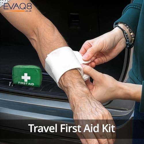 EVAQ8 Car Safety Pack with Travel First Aid Kit Warning Triangle High Visibility Vest Foil Blanket — view 2