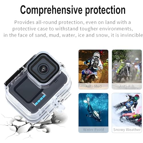 Waterproof Case for gopro Hero 13/12/11/10/9 Black - 60M/196FT Diving Protective Housing, Underwater Action Camera Case with Quick Release Mount & Anti-Fog Insert — view 4