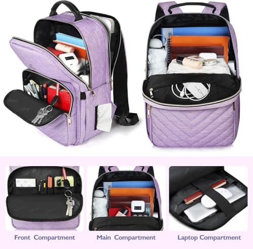 MATEIN 15.6 Inch Purple Backpack Womens, Fashion School Bags for Girls — view 3