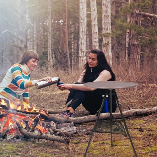 CATIEBYE Portable Folding Camping Side Table Adjustable Height Aluminum — view 2