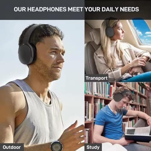 Wireless Bluetooth Headphones Over Ear ,HiFi Foldable Intelligent Noise Reduction Adjustable Wireless Headset with Microphone,Stereo Headphone with Deep Bass for Sports Travel Cellphone Tablet — view 5