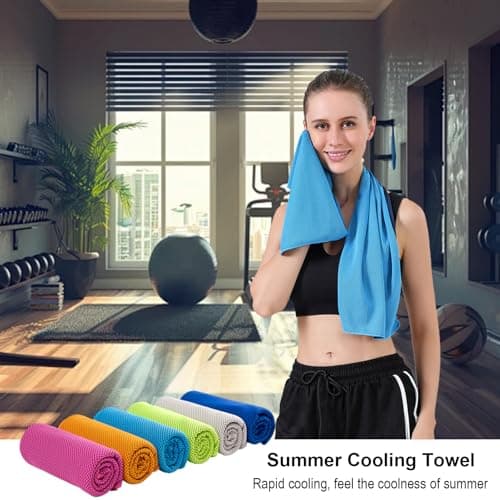 Gym Towels, 3 Pack Cooling Towel Soft Microfiber with Portable Silicone Sleeves, Breathable Instant Towels, Microfiber Soft Quick Dry Gym Towel for Sport Camping Swim Fitness(30 x 90cm, 3 Colors) — view 5
