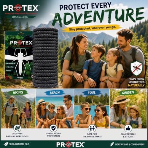 PR0TEX 18 Black Insect Repellent Bracelets, Adjustable Leather Deet-Free Wrist Bands, Effective Protection, Insect Mosquito Repeller Bands for Adults & Kids, Resealable 18 Pack. — view 3