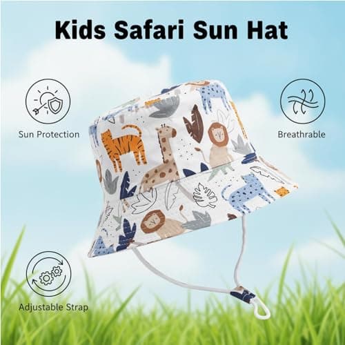 Children's Bucket Hat, Outdoor Activity Children's Sun Hat, Children's Sun Protection with Adjustable Chin Strap, Foldable Design for Travel and Beach, Children's Sun Hats for Boys and Girls — view 3