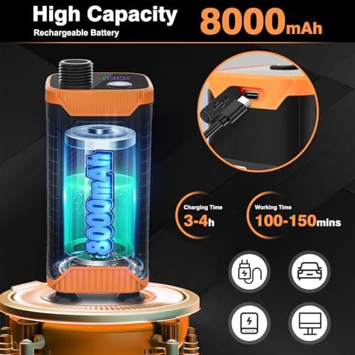 Heyeke Portable Camping Shower, 8000mAh Rechargeable Battery Pump — view 3