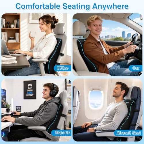 POOTACK Lumbar Support Cushion, Office Back Cushion With Double Straps — view 5