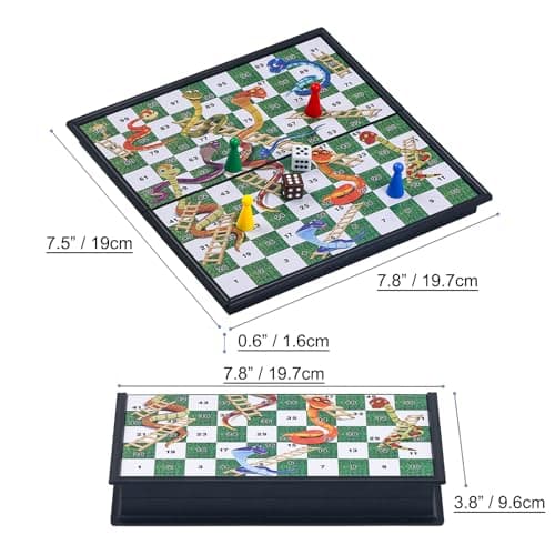 KOKOSUN Snakes and Ladders Travel Game - 20 Centimeters, Mini Magnetic Classic Strategy Board Game Set, Family Fun Game/Gift for Kids and adults — view 4