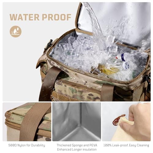 1TG Tactical Insulated Lunch Bag, Cooler Bag Thermal Food Delivery Bag Insulated Picnic Lunch Bag Foldable Cool Box for Work Travel Camping Picnic Beach, 18L-24L, Camo — view 4