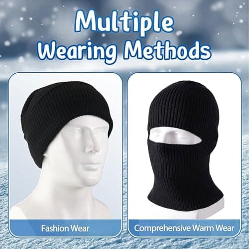 Mayoii Dual-Use Thermal Balaclava, Multifunctional Ski Mask, Elastic Balaclavas for Men, Warm Windproof Mens Beanie Hat, Winter Hat for Outdoor Sports (UK, Alpha, One Size, Black) — view 5