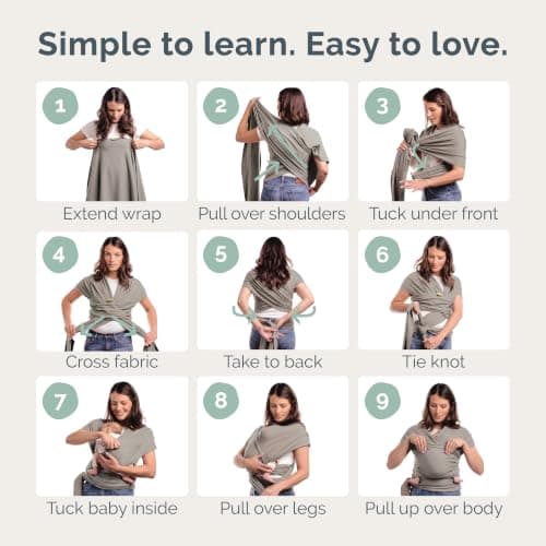 Boba Baby Wrap Carrier - Stretch Cotton Newborn Sling, Grey — view 6